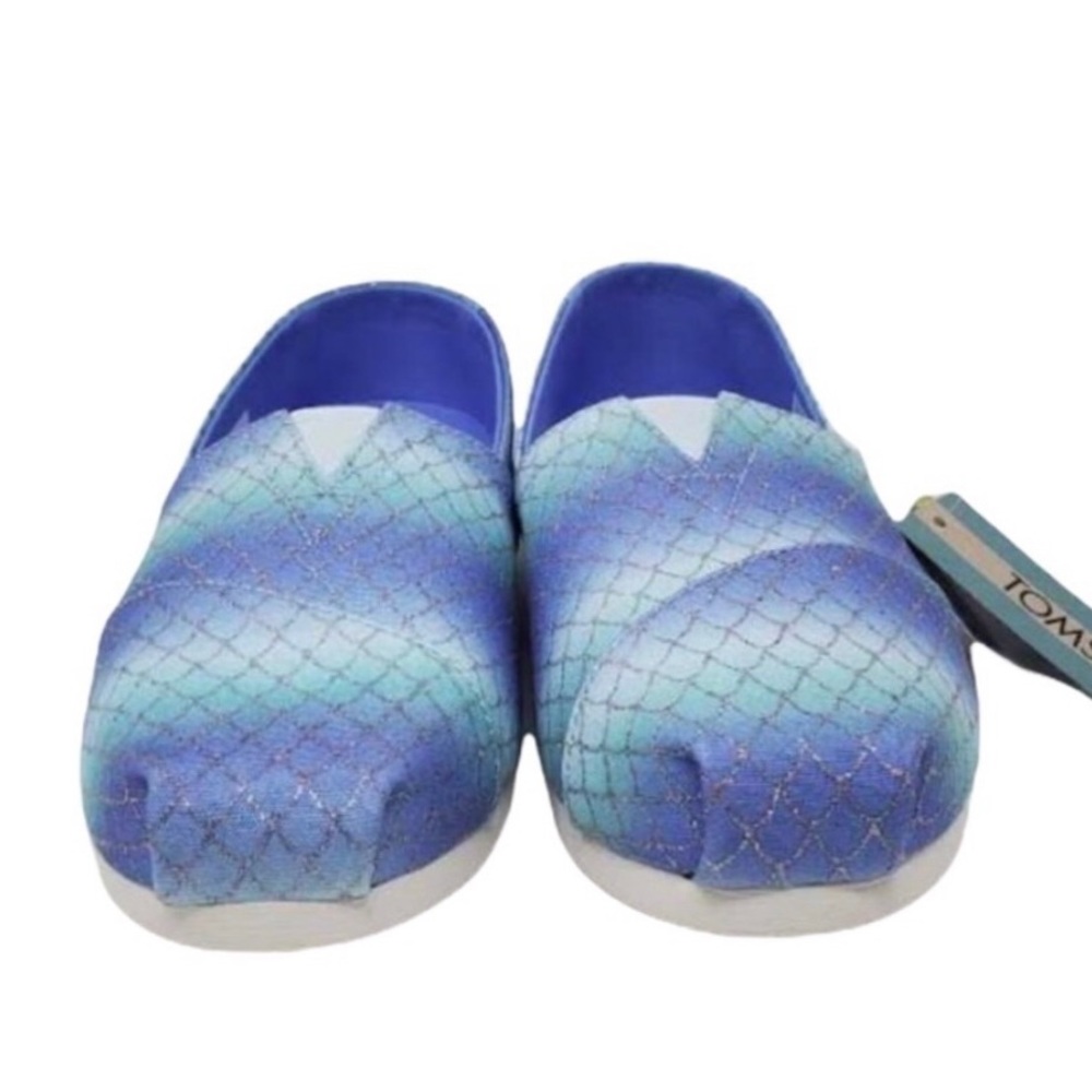 TOMS Glitter Mermaid Scales Print Comfort Shoes Casual Slip-on Flats Size 9 New - Picture 2 of 8